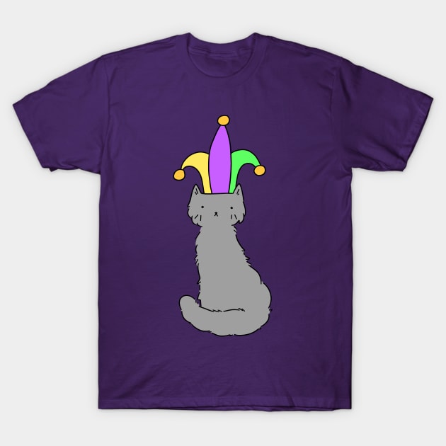 Jester Hat Blue Cat T-Shirt by saradaboru